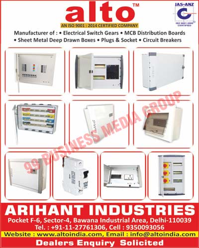 Electrical Switch Gears, MCB Distribution Boards, Sheet Metal Deep Drawn Boxes, Plugs, Sockets, Circuit Breakers