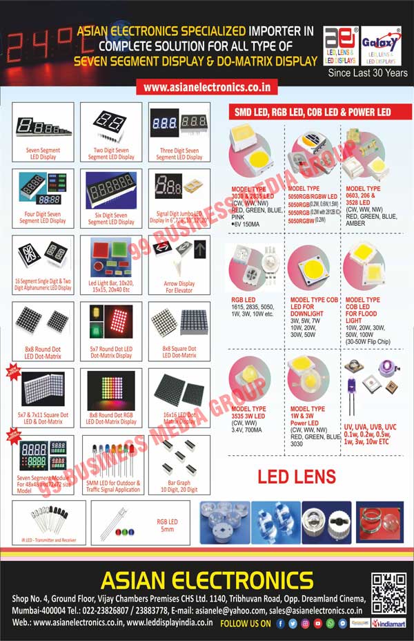 SMD LEDs, Leds, Printed Circuit Board Connectors, PCB Connectors, Led Lenses, Alpha Numeric Led Displays, Seven Segment Led Displays, 7 Segment Led Displays, Two Digit Seven Segment Led Displays, 2 Digit 7 Segment Led Displays, Four Digit Seven Segment Led Displays, 4 Digit 7 Segment Led Displays, Five Digit Seven Segment Led Displays, 5 Digit 7 Segment Led Displays, Running Arrow Led Displays, Light Bars, RGB Dot Matrix Led Displays, Led Dot Matrix Displays, Led Bulbs, Led Down lights, Led Street Lights, Led Wall Decors, Led Tube lights, Led Vertical Lamps, Led Wall Washers, Led Underground Lights, Led Underwater Lights, Led Flood Lights, 8x8 Round Matrix Displays, 8x8 Square Matrix Displays, 5x7 Round Matrix Displays, 5x7 Square Matrix Displays, 4 Digit Displays, Clock Displays, COB Leds, Signal Digit Jumbo Led Displays, 16 Digit Signal Digit Alpha Numeric Led Displays, 16 Digit Duel Digit Alpha Numeric Led Displays, Elevator Arrow Displays, 5x7 Round Dot Led Dot Matrix Displays, 5x7 Square Dot Led Dot Matrix Displays, 8x8 Round Dot Led Dot Matrix Displays, 8x8 Square Dot Led Dot Matrix Displays, 8x8 Round Dot RGB Led Dot Matrix Displays, 16x16 Led Dot Matrix Displays, Led Light Bars, Bar Graphs, UV Leds, RGB Leds, IR Led Transmitters, 5mm Led Outdoor Applications, Tube Light Leds, Led Bulb Leds, Solar Lantern Leds, Tube Light Power Leds, Led Bulb Power Leds, Panel Light Power Leds, Led Indicators, Led Switches, Led Light Beam Angles, Lens Modules, Glass Lens, Three Digit Seven Segment Led Displays, UVA Leds, UVB Leds, UVC Leds, Six Digit Segment Led Displays, Led Lens Caps, SMD Led Water Proof Lens, Power Led Water Proof Lens, Glass Lens, Silicon Gaskets