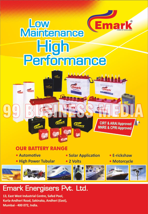 Batteries Like- Automotive Battery, High Power Tubular Battery, Solar BATTERY, 2 Volts Battery, E-rickshaw Battery, Motocycle Battery