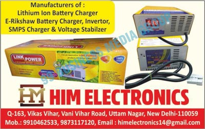 Lithium Ion Battery Chargers, Electric Rickshaw Battery Chargers, Electric Rickshaw Invertors, Electric Rickshaw SMPS Chargers, Electric Rickshaw Voltage Stabilizers